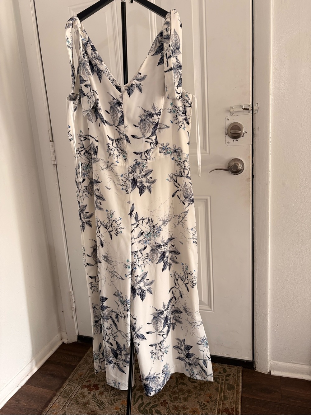 Alex Marie White jumpsuit with Navy Floral Print